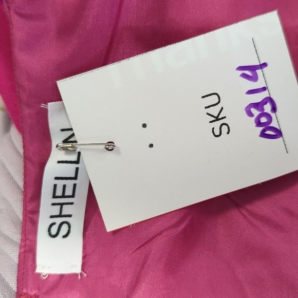 SHELL N Off Shoulder Front Pleat Dress Pink XS preppy cocktail wedding classic - Picture 5 of 5